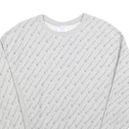 CHAMPION REVERSE WEAVE Mens Grey All Over Logo Crew Neck M Cotton Sweatshirt