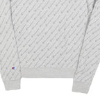 CHAMPION REVERSE WEAVE Mens Grey All Over Logo Crew Neck M Cotton Sweatshirt