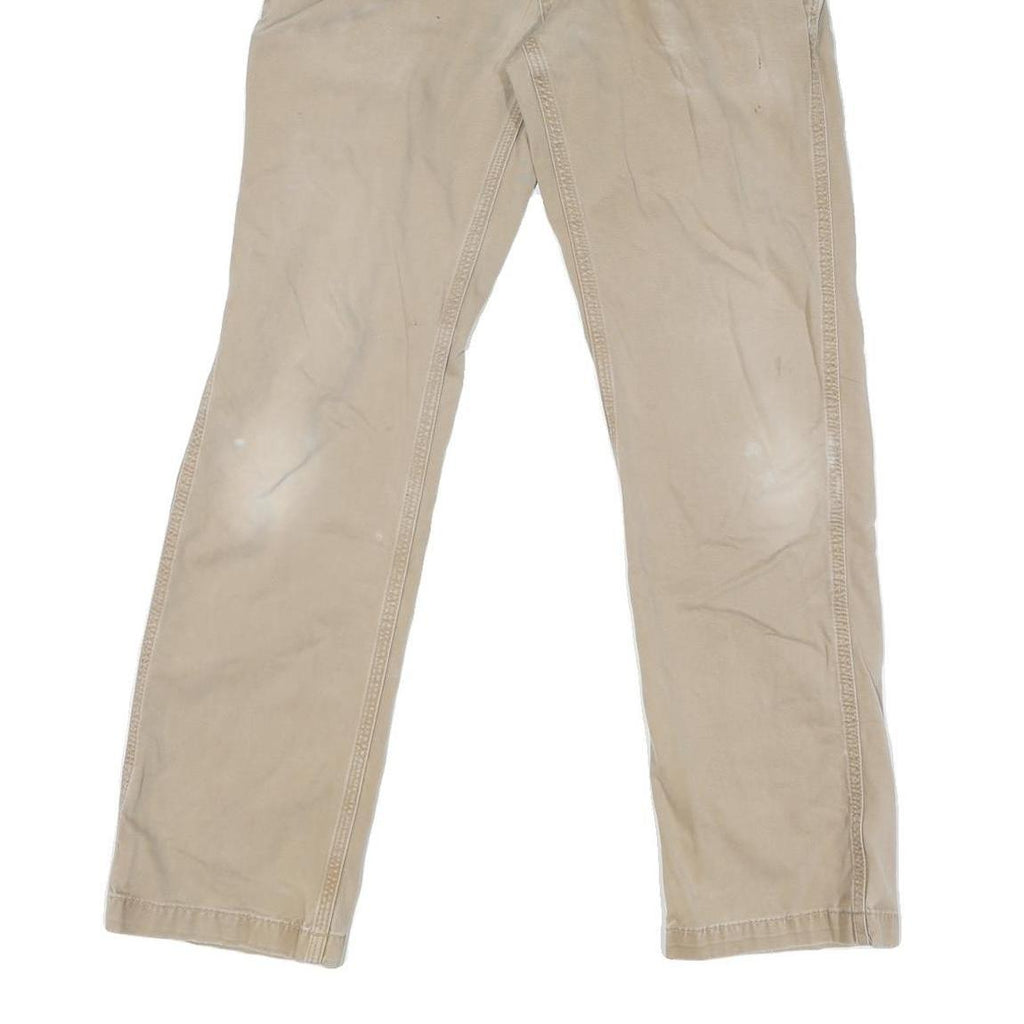 CARHARTT Mens Cotton Blend Beige Regular Leg Trousers W31 L31 Workwear Zip