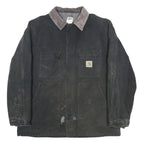 CARHARTT Mens Black & Brown Workwear Jacket 2XL Cotton Canvas Durable Zip