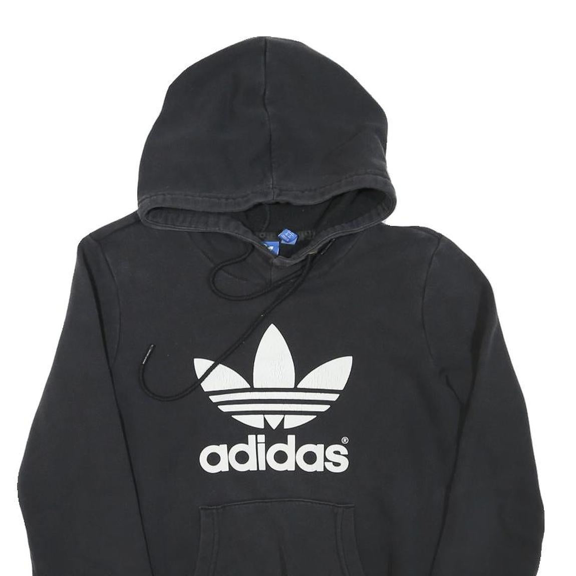 ADIDAS Womens Black Hoodie M Cotton Blend Casual Pullover Sweatshirt