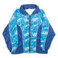 Womens Blue Floral Print Nylon Jacket M Zip Closure Casual Outerwear