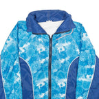 Womens Blue Floral Print Nylon Jacket M Zip Closure Casual Outerwear