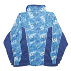 Womens Blue Floral Print Nylon Jacket M Zip Closure Casual Outerwear