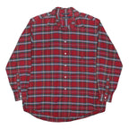 NAUTICA Mens Red Plaid Shirt L Cotton Blend Classic Button Down Casual