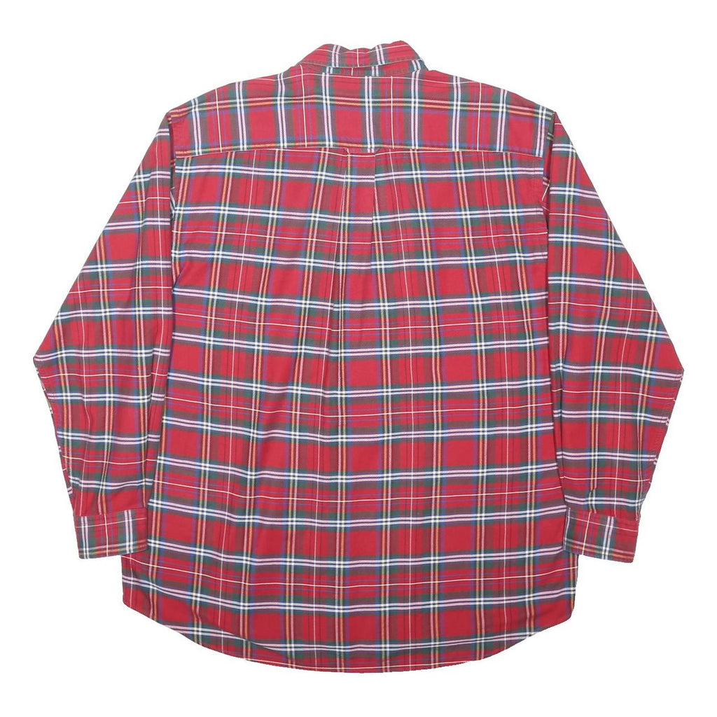 NAUTICA Mens Red Plaid Shirt L Cotton Blend Classic Button Down Casual
