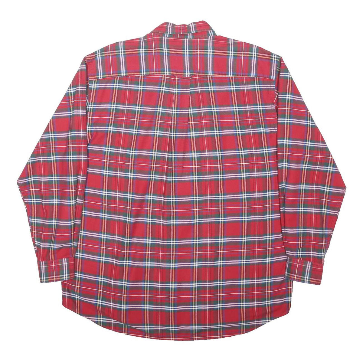 NAUTICA Mens Red Plaid Shirt L Cotton Blend Classic Button Down Casual