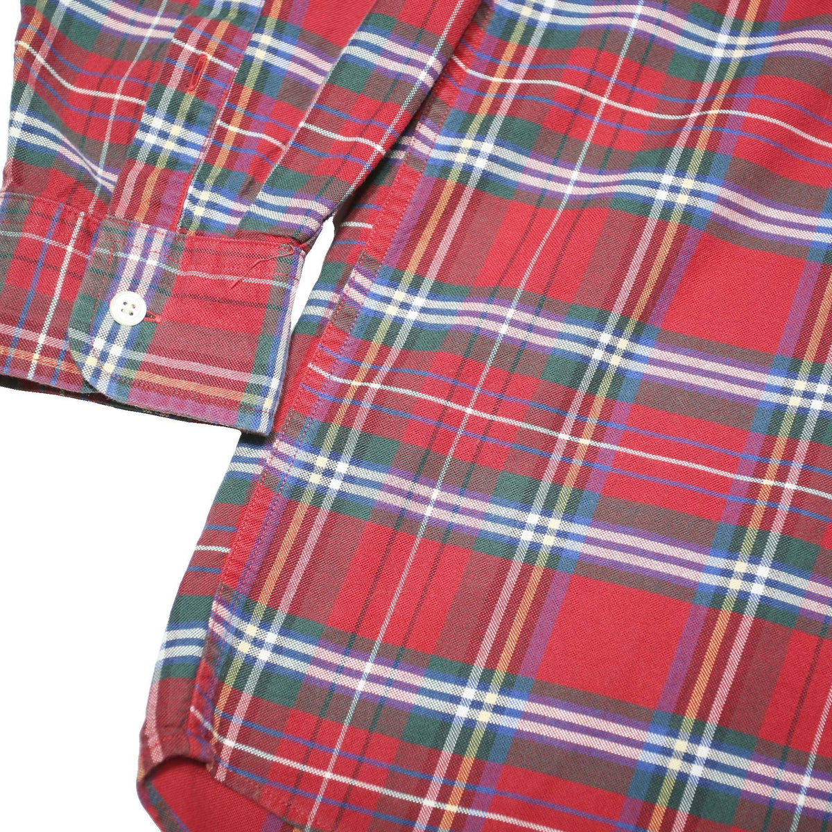 NAUTICA Mens Red Plaid Shirt L Cotton Blend Classic Button Down Casual
