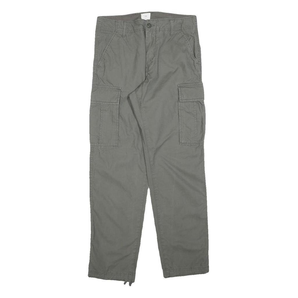 H&M Mens Cotton Blend Grey Regular Cargo Trousers W29 L29 Workwear Style