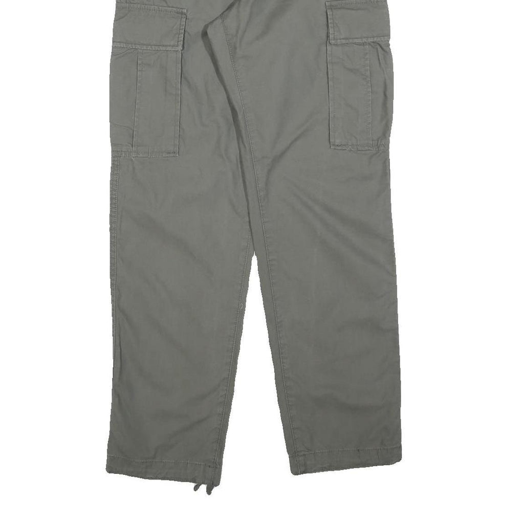 H&M Mens Cotton Blend Grey Regular Cargo Trousers W29 L29 Workwear Style