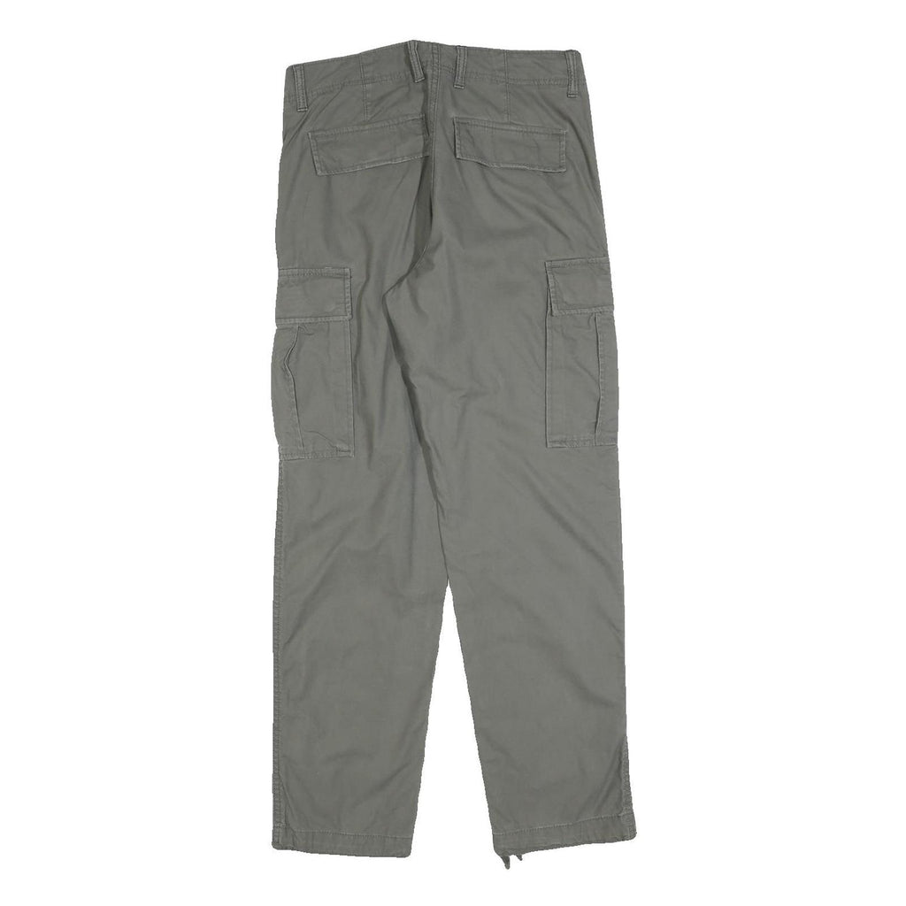H&M Mens Cotton Blend Grey Regular Cargo Trousers W29 L29 Workwear Style