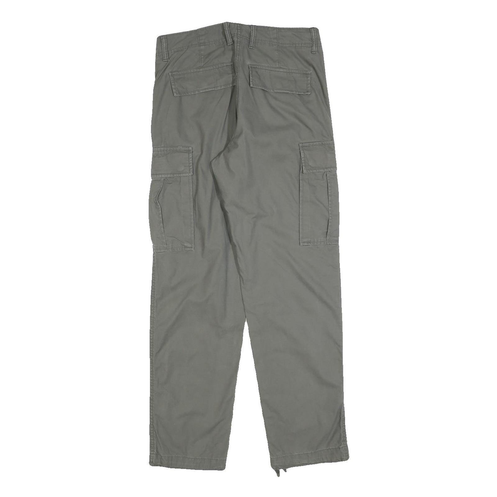 H&M Mens Cotton Blend Grey Regular Cargo Trousers W29 L29 Workwear Style