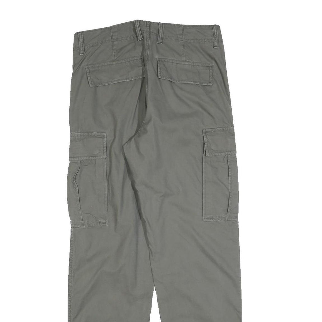 H&M Mens Cotton Blend Grey Regular Cargo Trousers W29 L29 Workwear Style