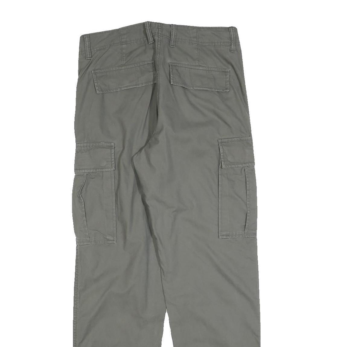 H&M Mens Cotton Blend Grey Regular Cargo Trousers W29 L29 Workwear Style