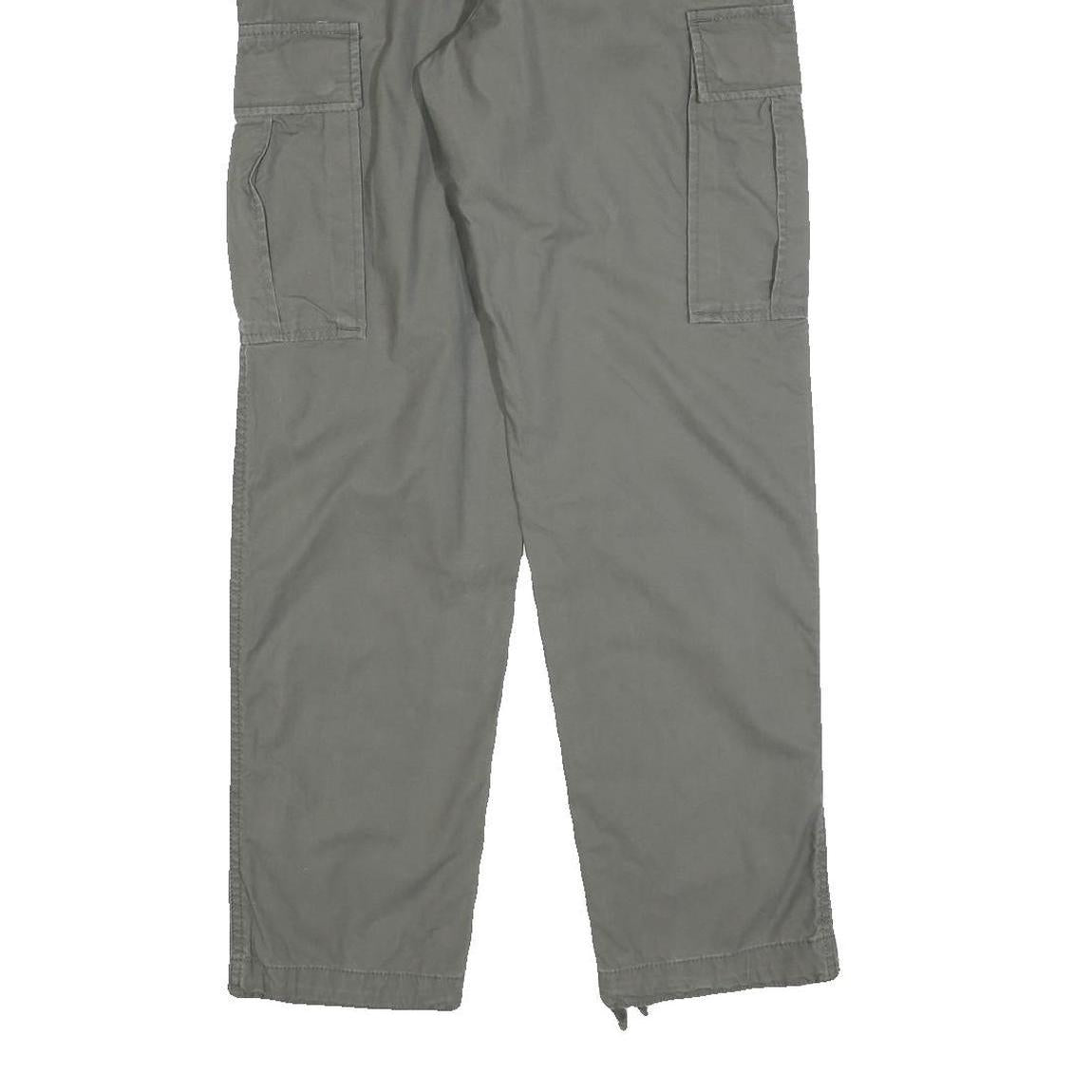 H&M Mens Cotton Blend Grey Regular Cargo Trousers W29 L29 Workwear Style