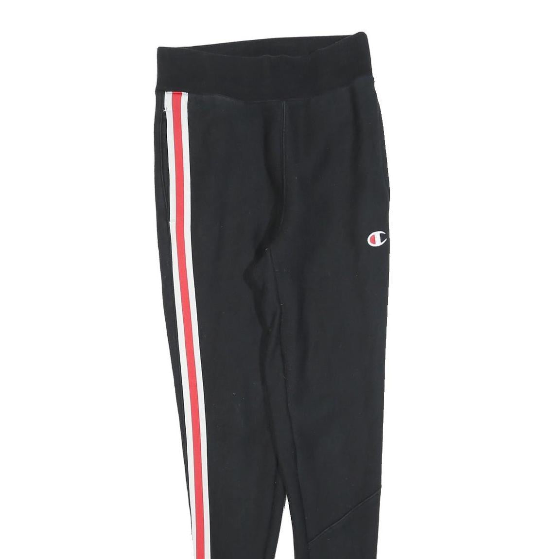 CHAMPION REVERSE WEAVE Mens Joggers Black Red & White XS W26 L32 Slim Tapered