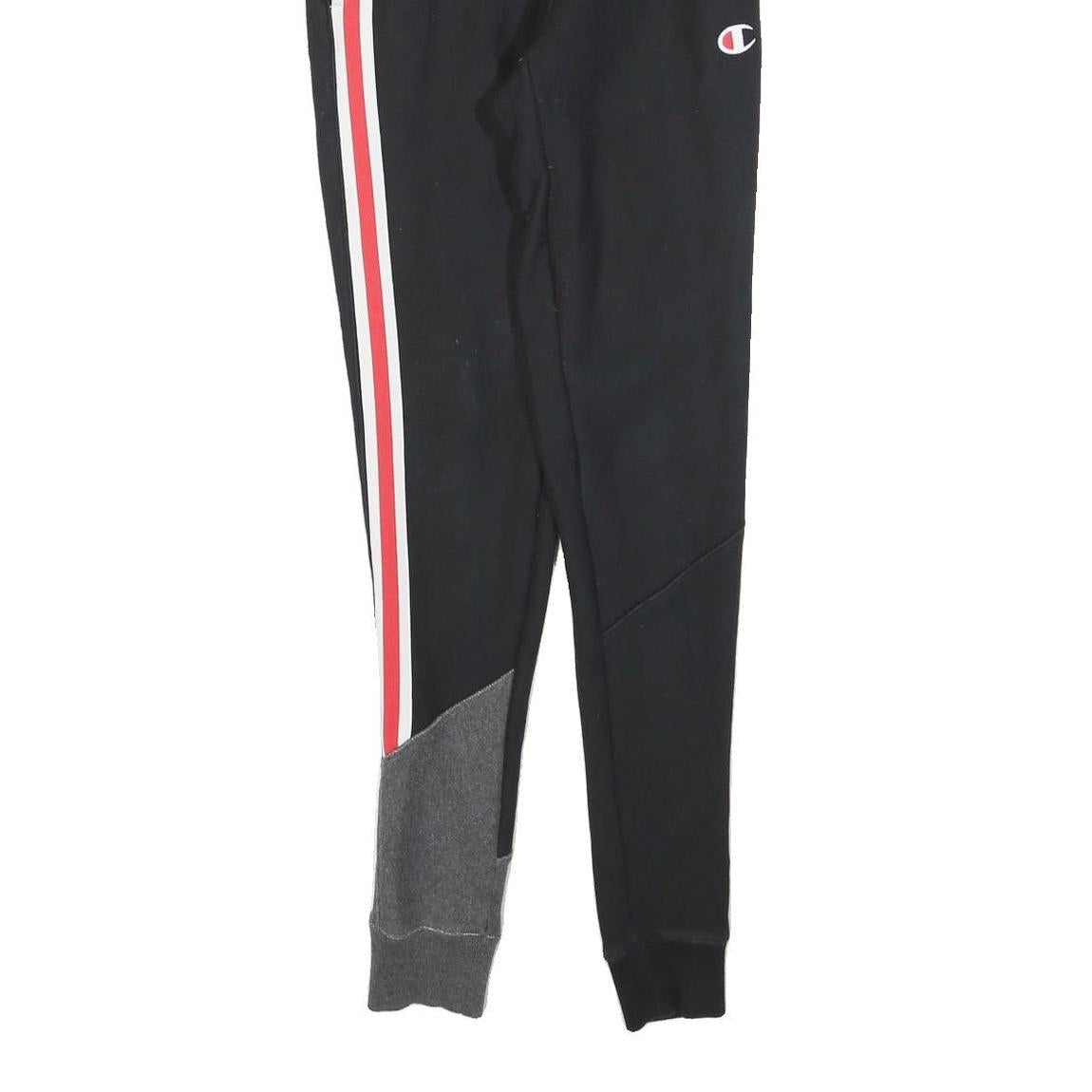 CHAMPION REVERSE WEAVE Mens Joggers Black Red & White XS W26 L32 Slim Tapered
