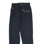 ROCCOBARROCO Womens Cotton Navy Blue Regular Fit Straight Leg Trousers W26 L30