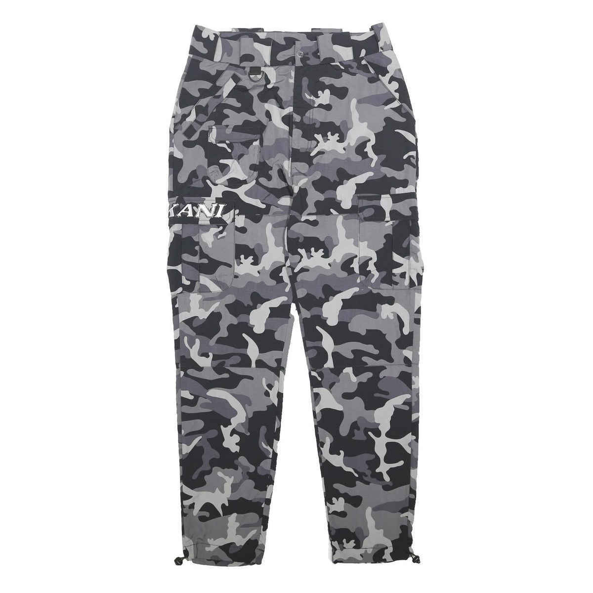 KARL KANI Womens Polyester Grey Black Relaxed Cargo Trousers W33 L30