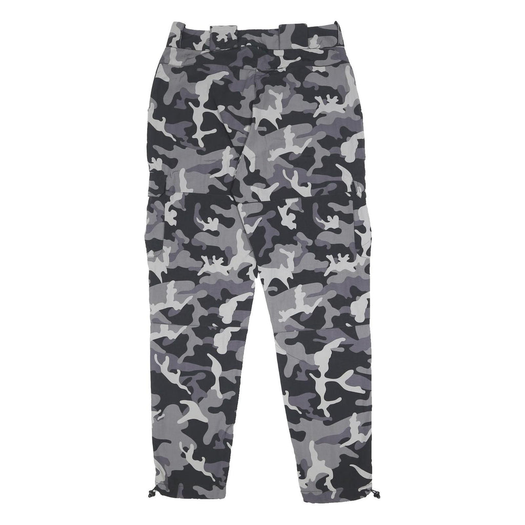 KARL KANI Womens Polyester Grey Black Relaxed Cargo Trousers W33 L30