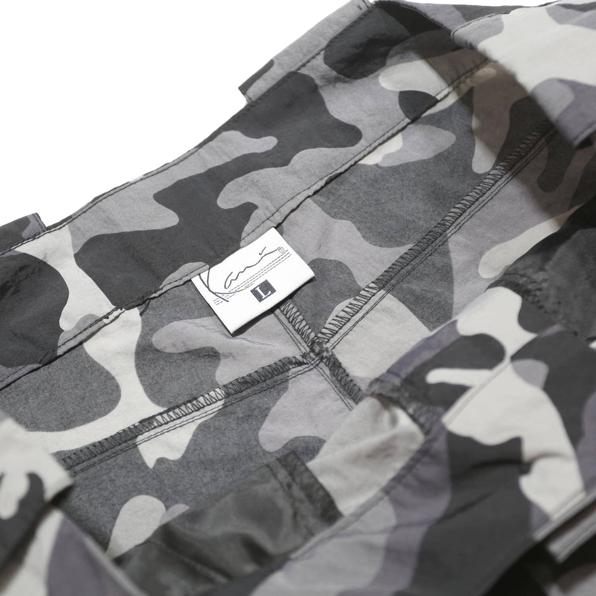 KARL KANI Womens Polyester Grey Black Relaxed Cargo Trousers W33 L30
