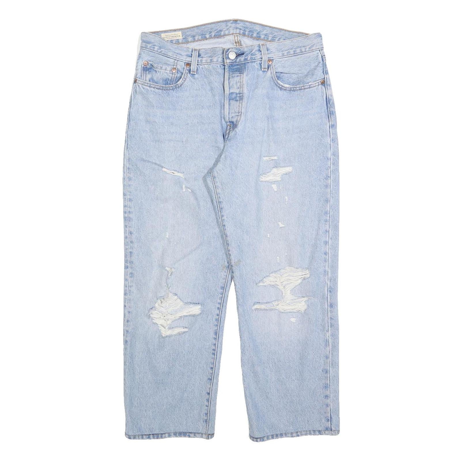 LEVI'S 501 BIG E Womens Jeans Blue Regular Straight Denim Light W34 L27