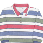 CHARLES VOGELE Womens White & Red & Blue & Green Striped Long Sleeve Polo Shirt