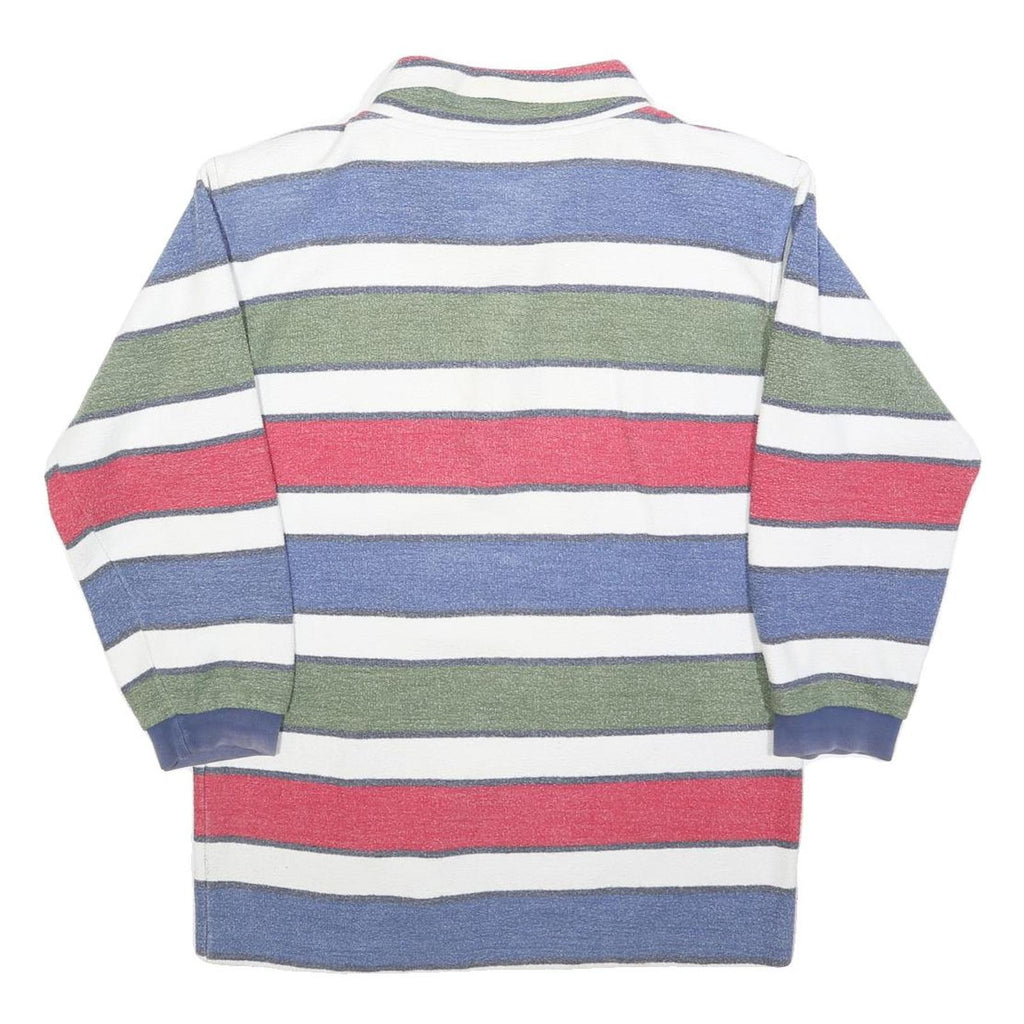 CHARLES VOGELE Womens White & Red & Blue & Green Striped Long Sleeve Polo Shirt