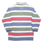 CHARLES VOGELE Womens White & Red & Blue & Green Striped Long Sleeve Polo Shirt