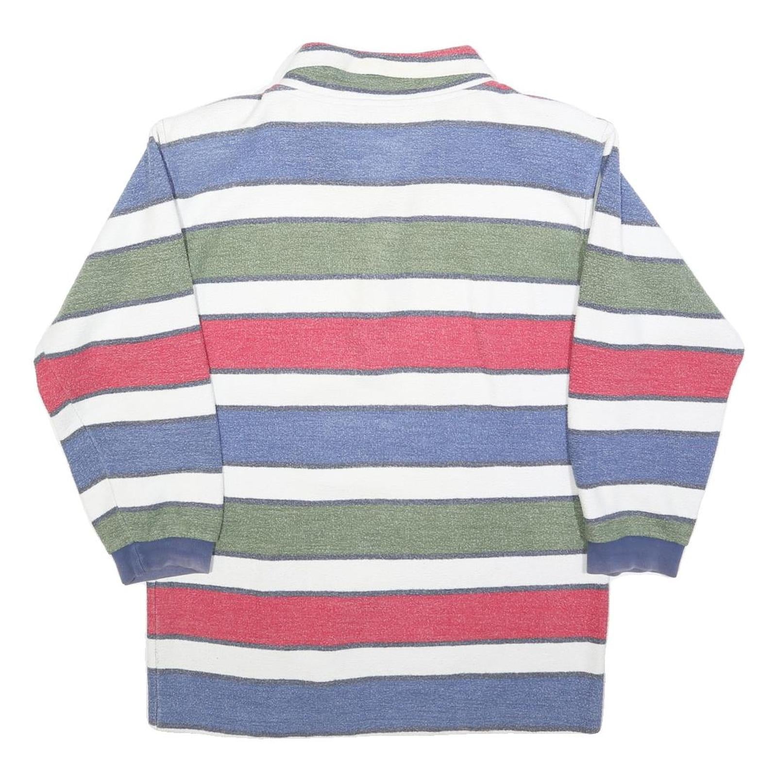 CHARLES VOGELE Womens White & Red & Blue & Green Striped Long Sleeve Polo Shirt