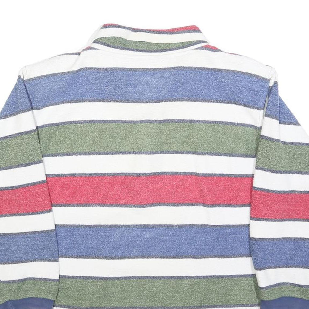 CHARLES VOGELE Womens White & Red & Blue & Green Striped Long Sleeve Polo Shirt
