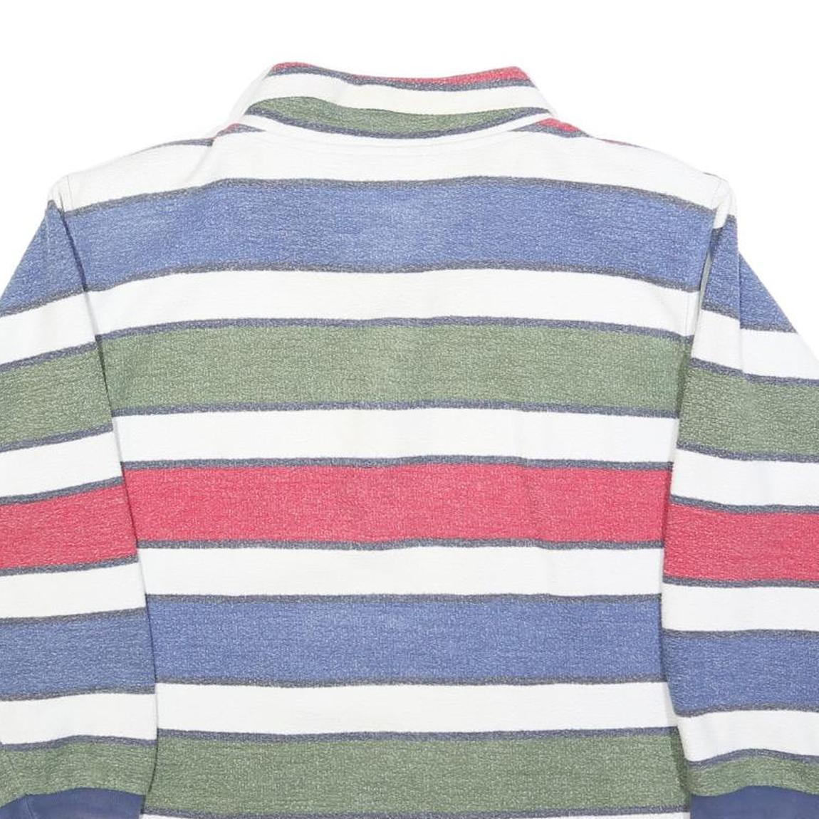 CHARLES VOGELE Womens White & Red & Blue & Green Striped Long Sleeve Polo Shirt