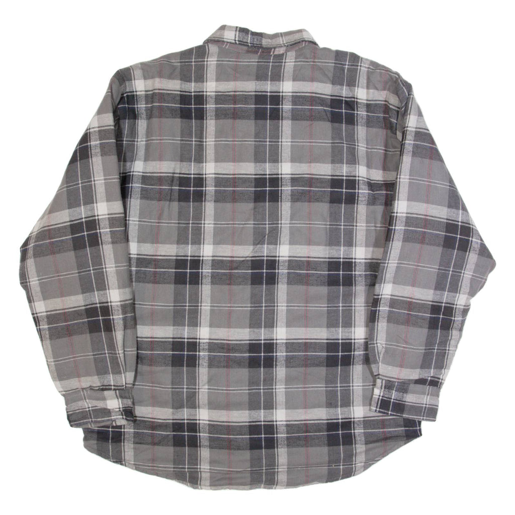 BASIC EDITIONS Mens Lumberjack Shirt Grey 90s Check Long Sleeve M