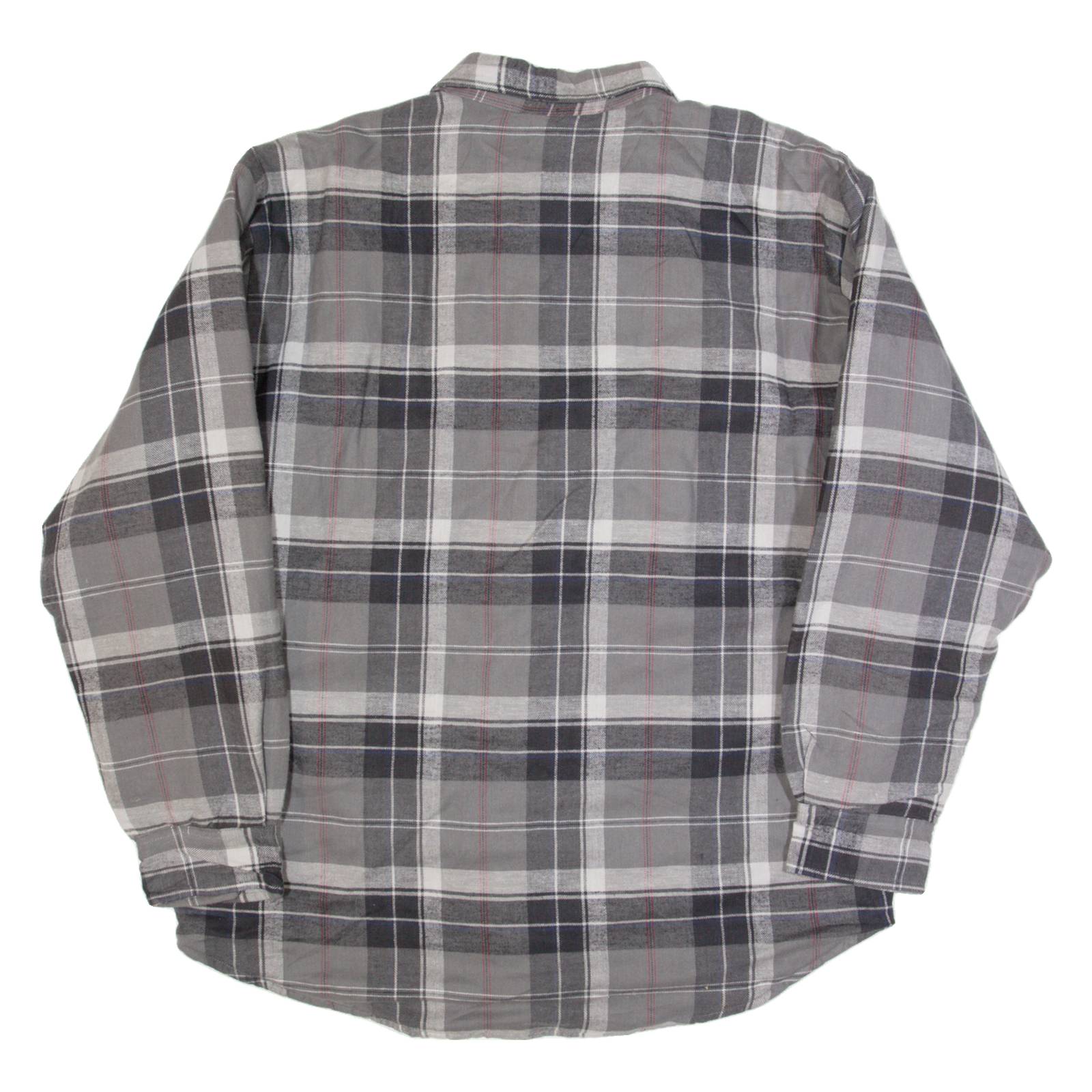 BASIC EDITIONS Mens Lumberjack Shirt Grey 90s Check Long Sleeve M