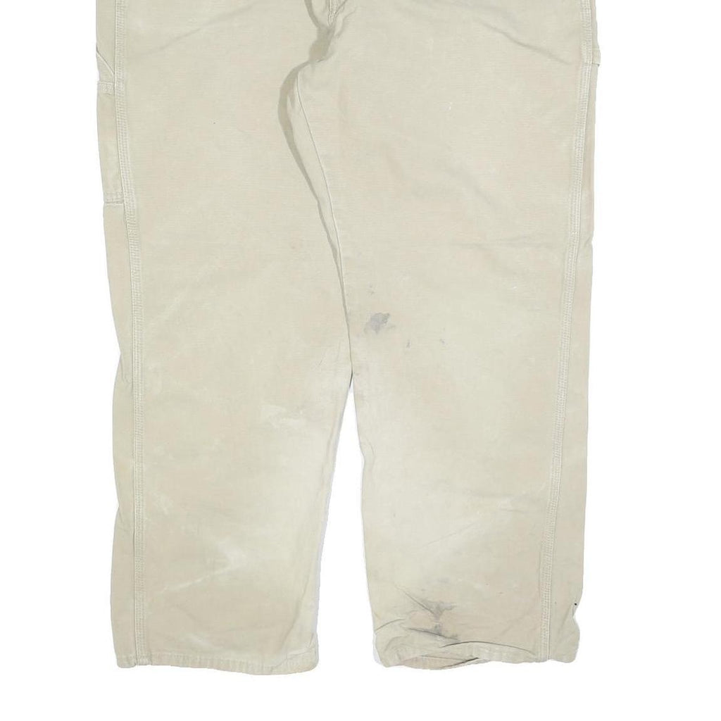 DICKIES Mens Jeans Beige Relaxed Straight Cotton Blend W40 L30 Workwear Zip