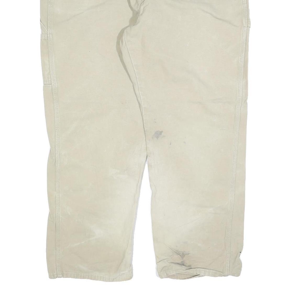 DICKIES Mens Jeans Beige Relaxed Straight Cotton Blend W40 L30 Workwear Zip