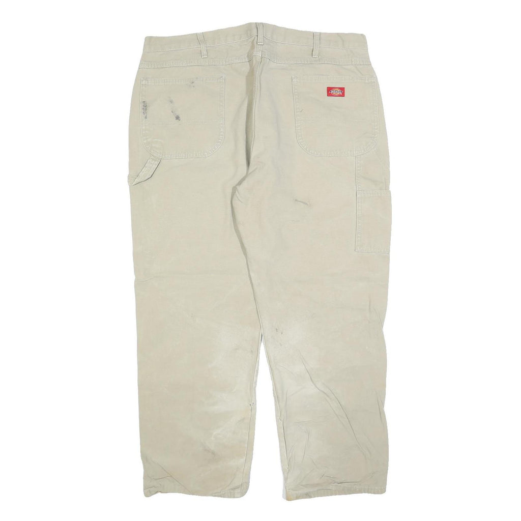 DICKIES Mens Jeans Beige Relaxed Straight Cotton Blend W40 L30 Workwear Zip