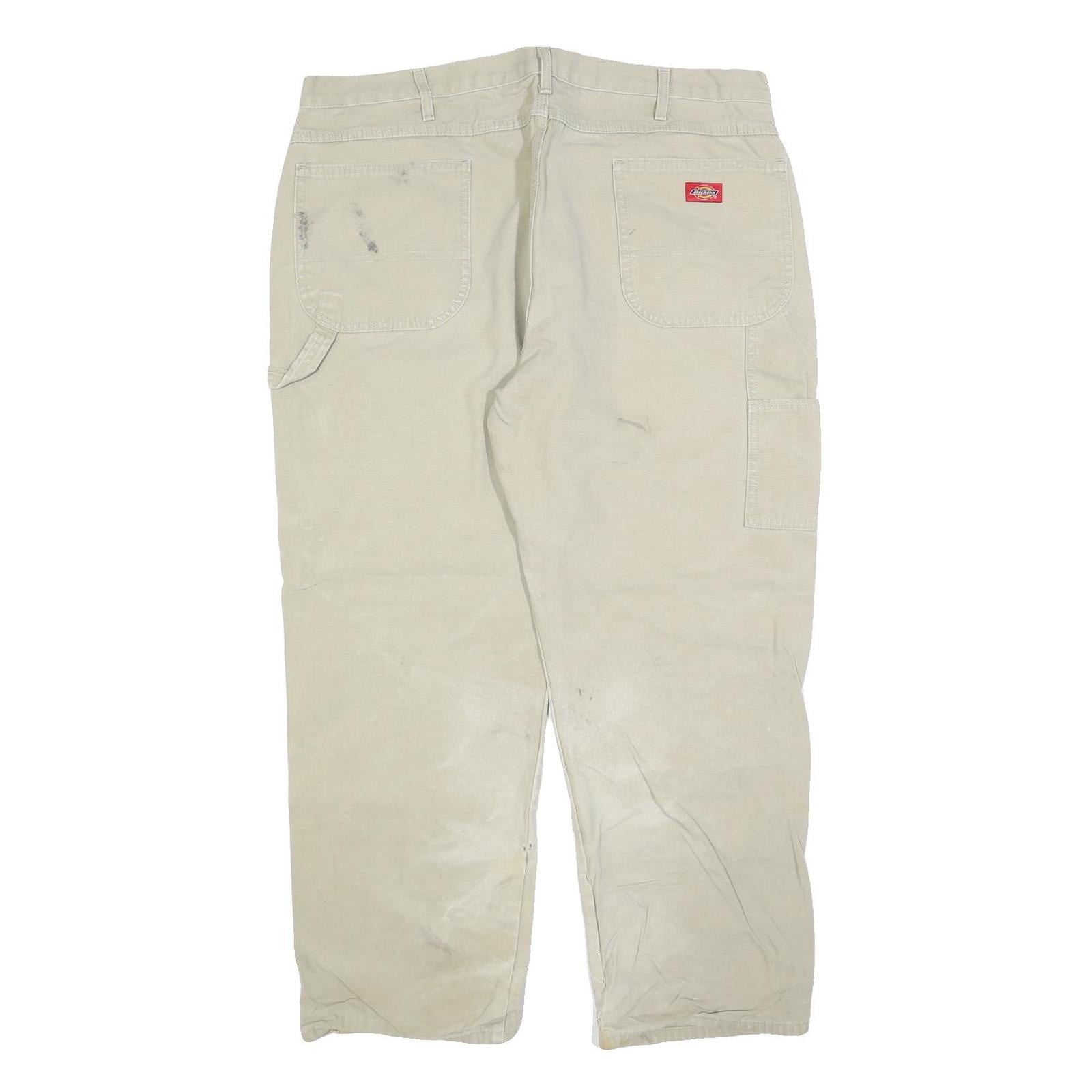 DICKIES Mens Jeans Beige Relaxed Straight Cotton Blend W40 L30 Workwear Zip