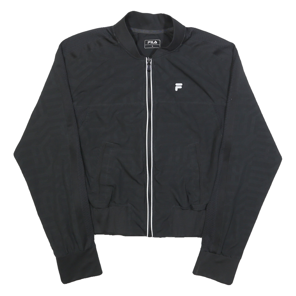 FILA Womens Black Jacket L Polyester Lightweight Button Closure Track Logo