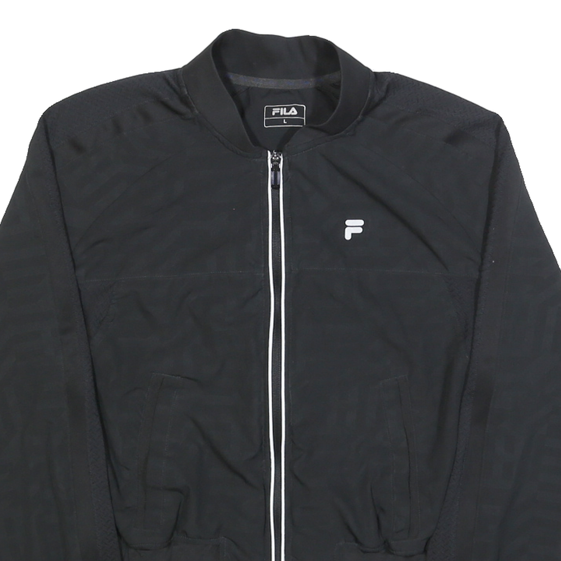 FILA Womens Black Jacket L Polyester Lightweight Button Closure Track Logo