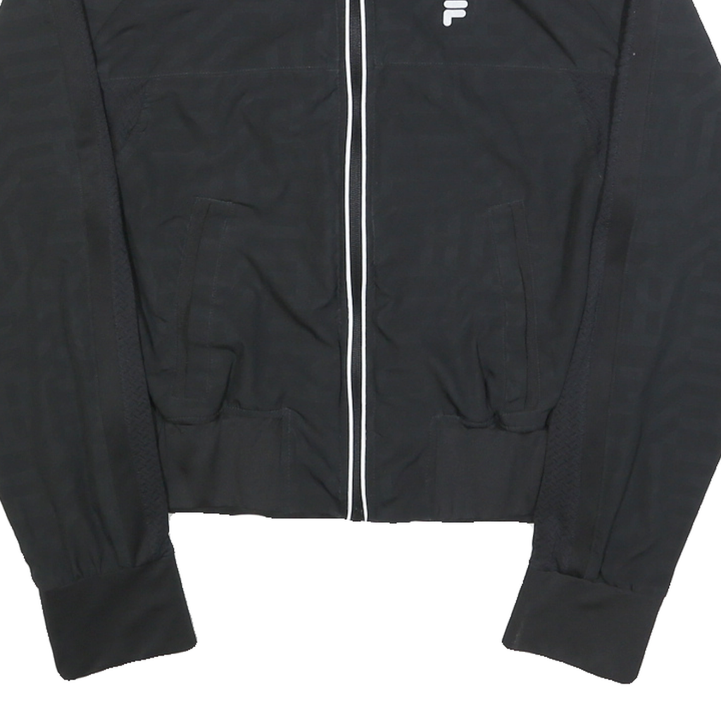 FILA Womens Black Jacket L Polyester Lightweight Button Closure Track Logo