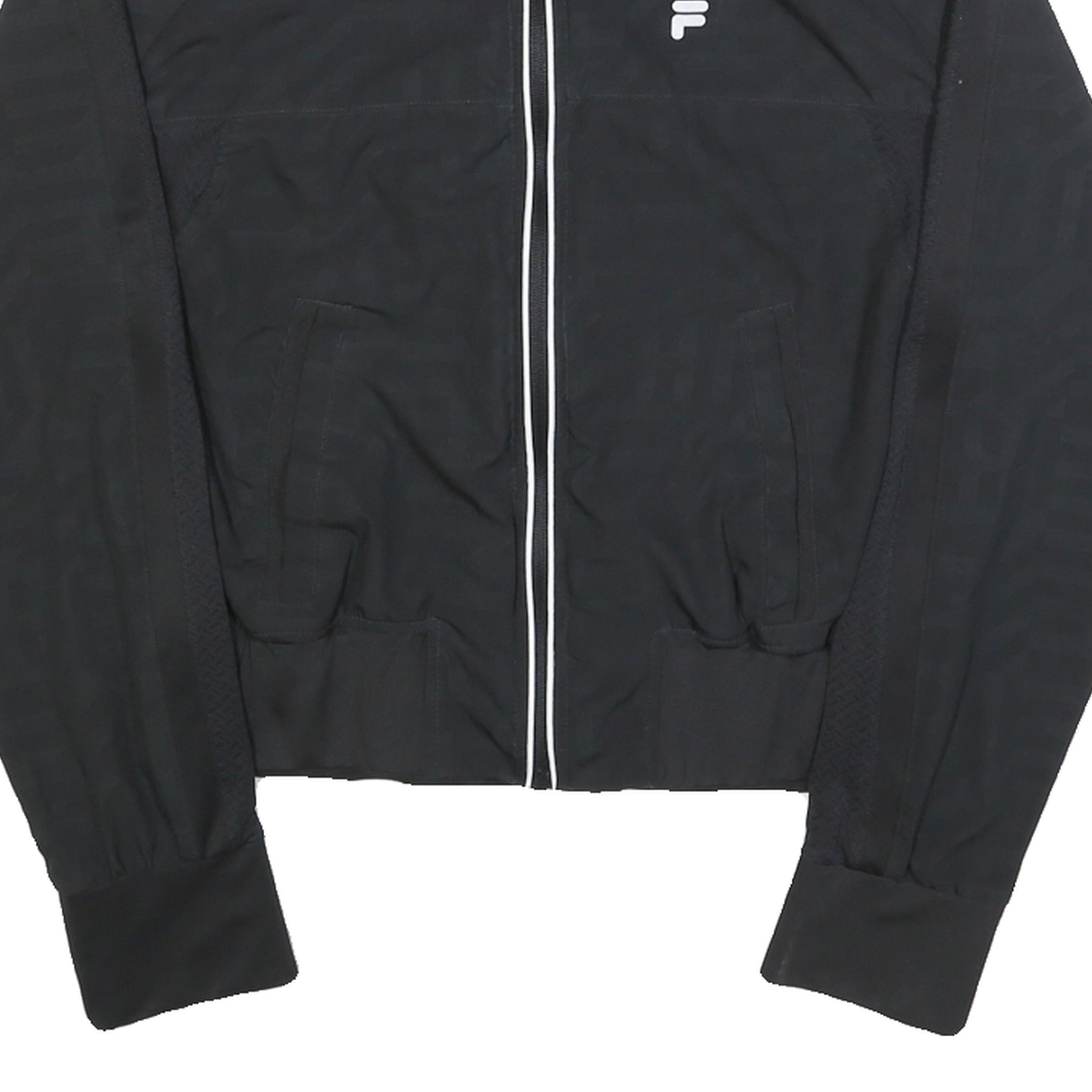FILA Womens Black Jacket L Polyester Lightweight Button Closure Track Logo