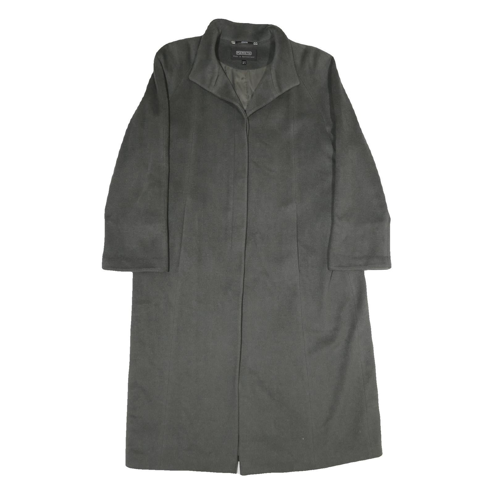 PIERRETTE Womens Grey Wool Blend Button Jacket UK 10 Classic Long Sleeve Plain