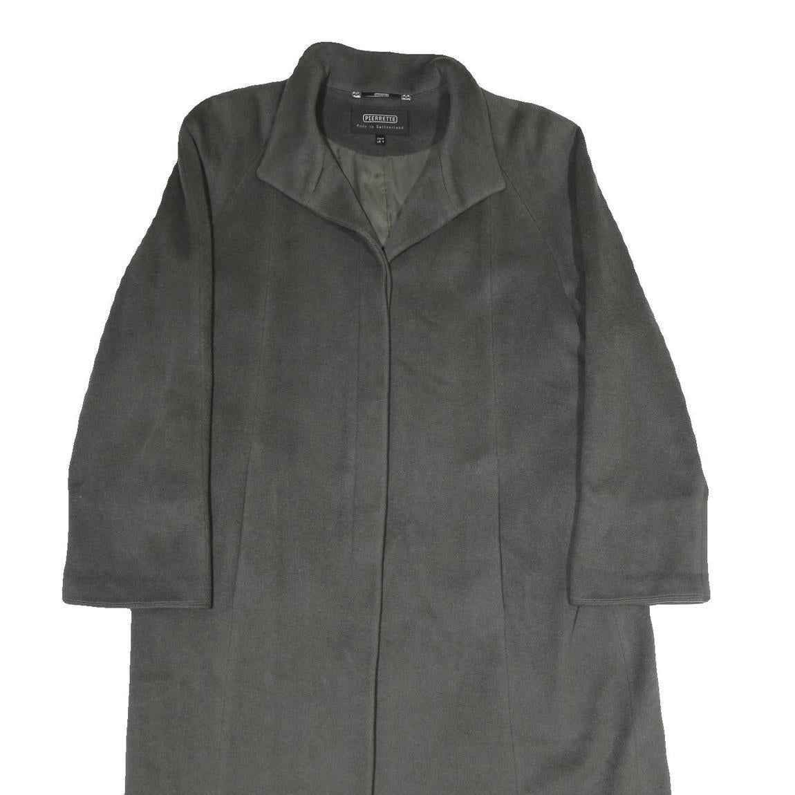 PIERRETTE Womens Grey Wool Blend Button Jacket UK 10 Classic Long Sleeve Plain