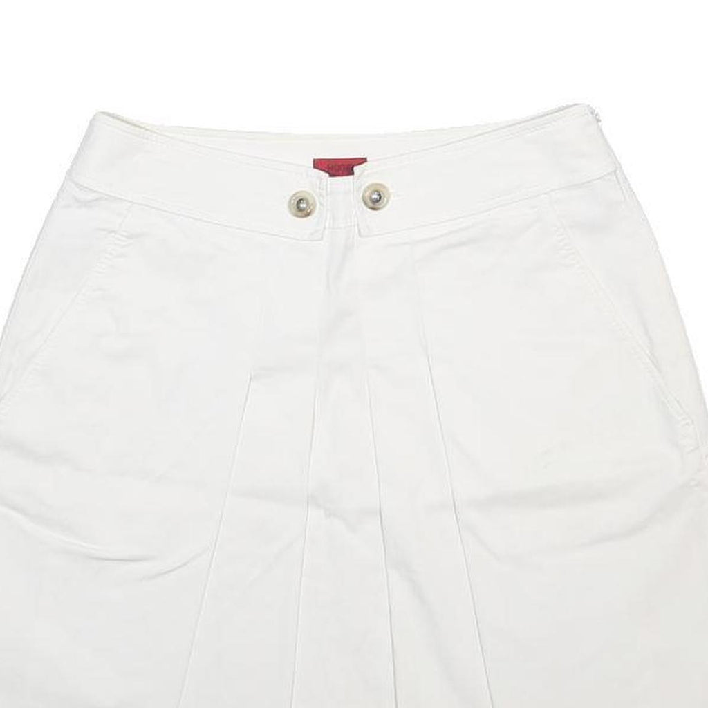 HUGO Womens White Cotton Blend Pleated Mini Skirt UK 12 Casual Stylish