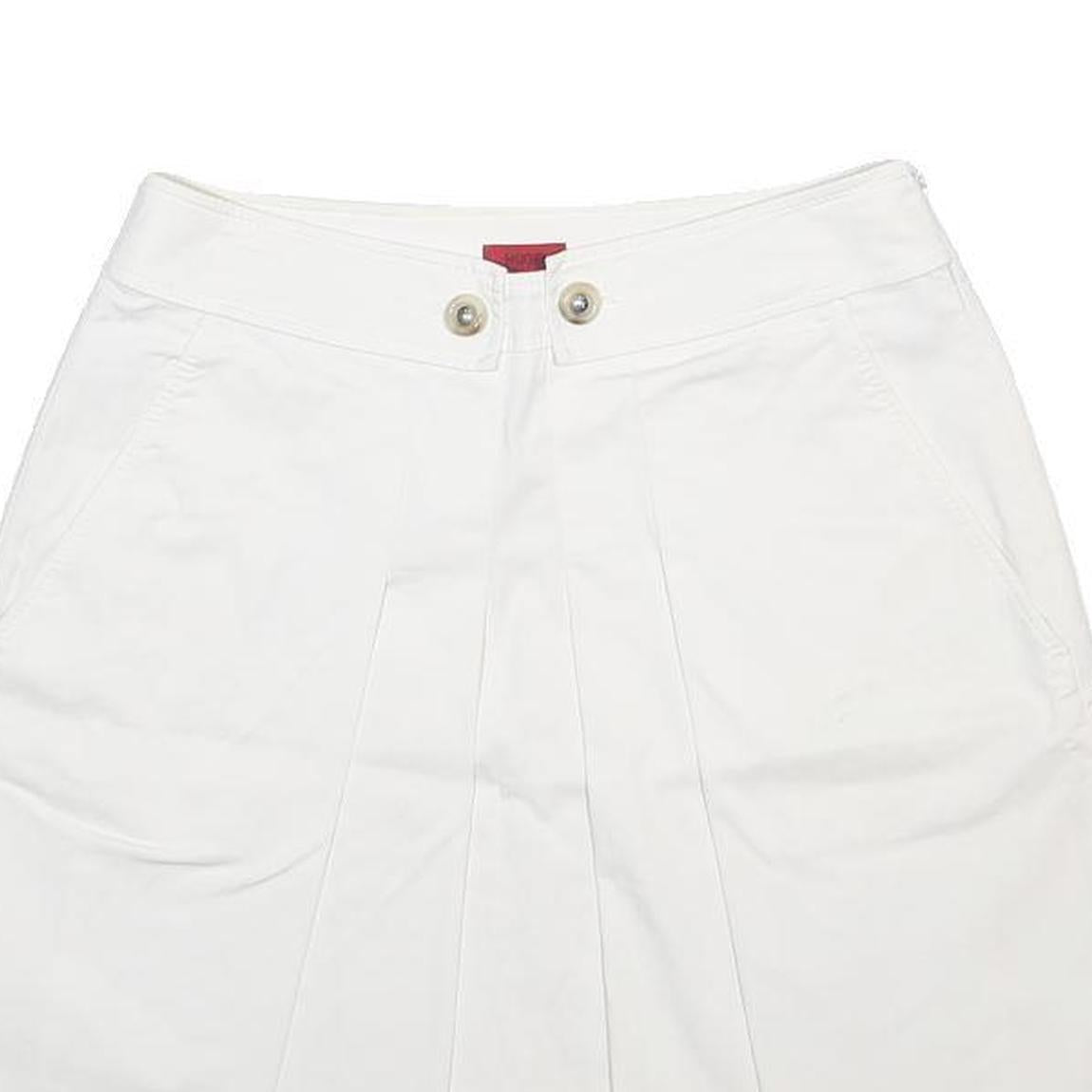 HUGO Womens White Cotton Blend Pleated Mini Skirt UK 12 Casual Stylish