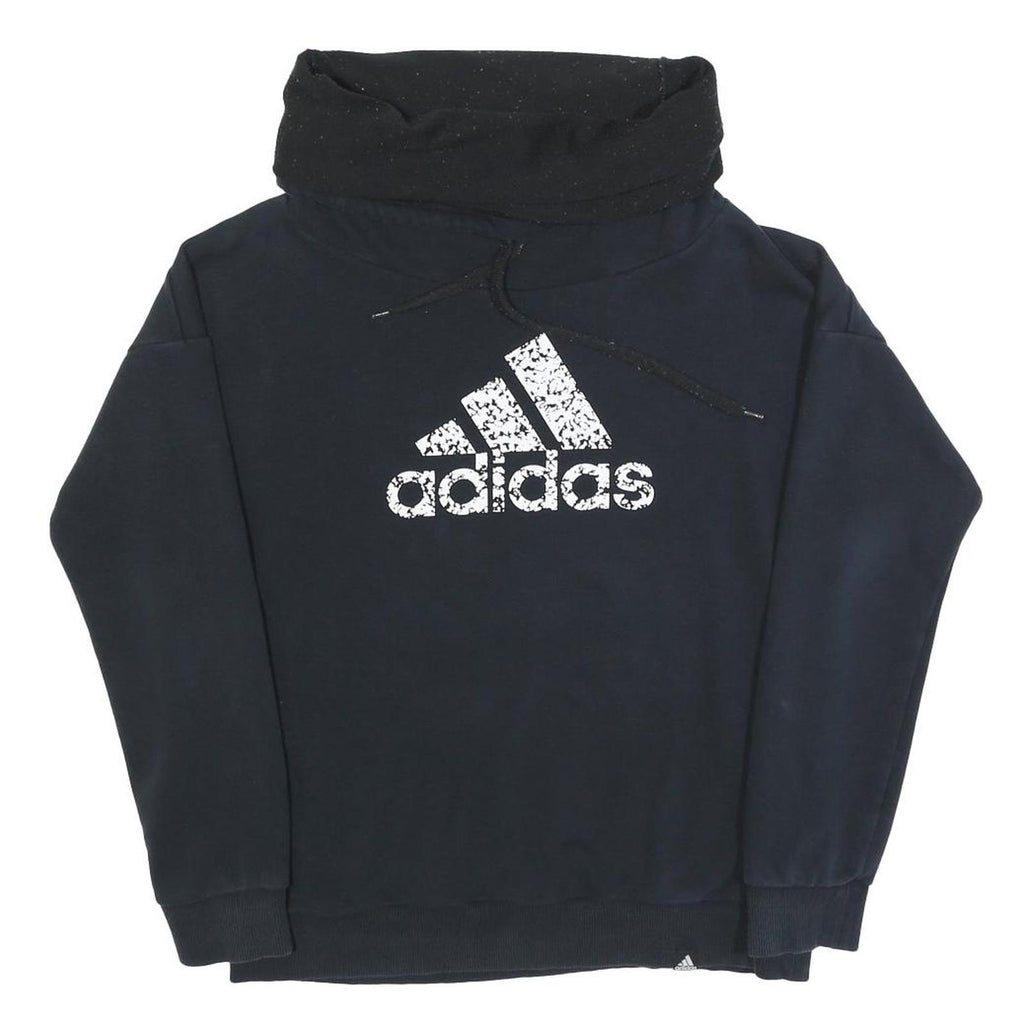ADIDAS Mens Black Pullover S Cotton Blend Casual Hoodie ¼ Zip