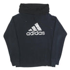 ADIDAS Mens Black Pullover S Cotton Blend Casual Hoodie ¼ Zip