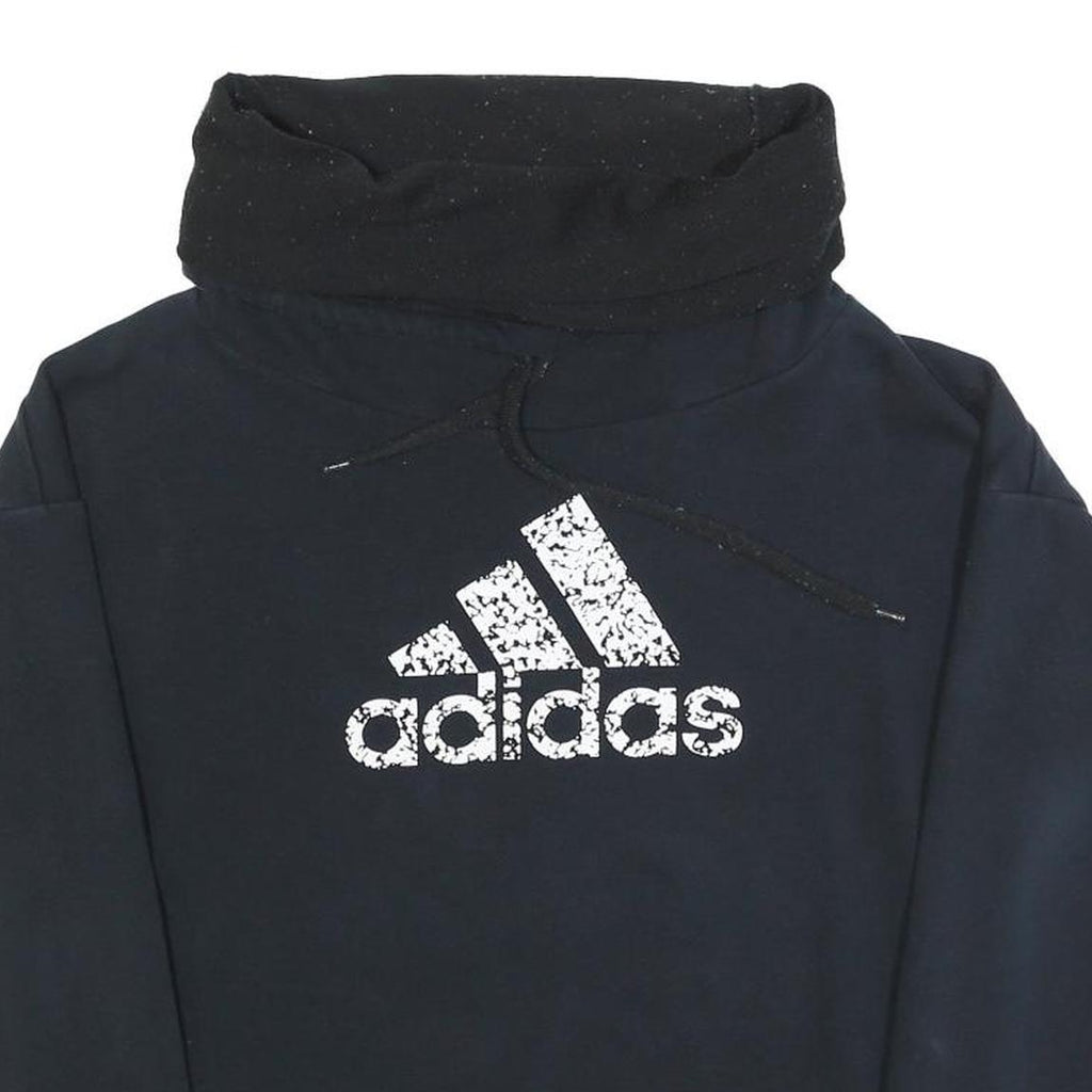ADIDAS Mens Black Pullover S Cotton Blend Casual Hoodie ¼ Zip