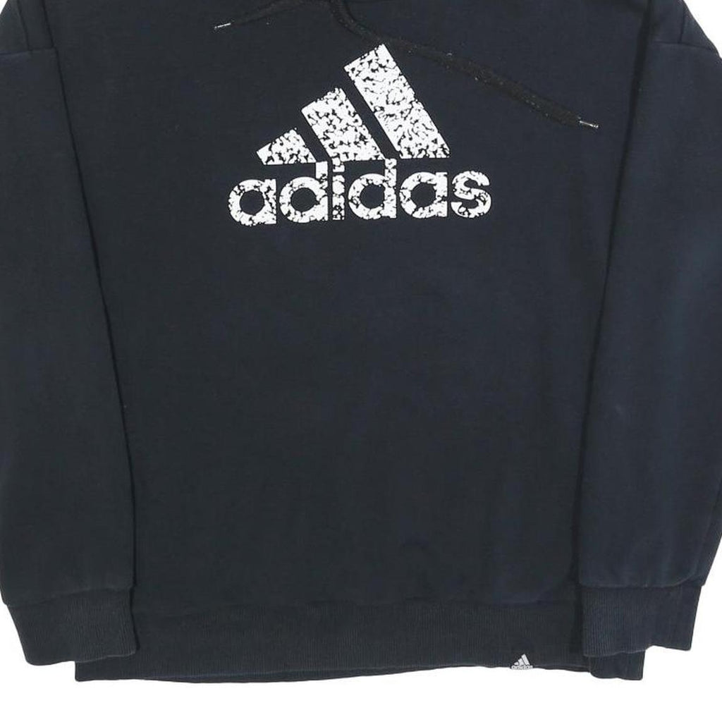 ADIDAS Mens Black Pullover S Cotton Blend Casual Hoodie ¼ Zip